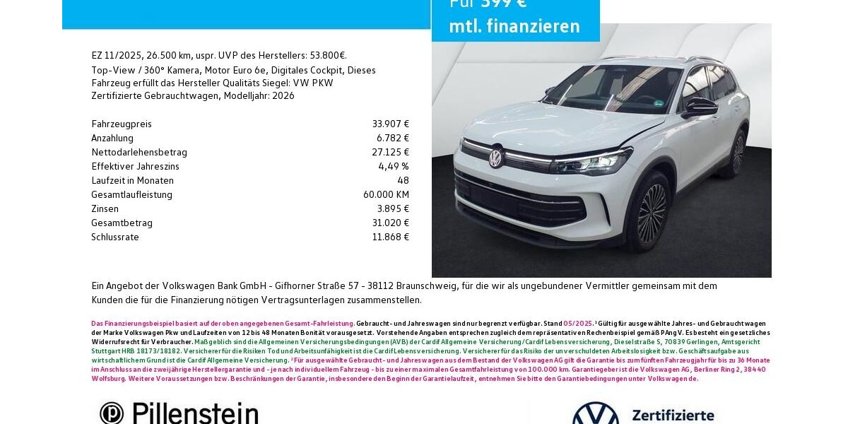 VW Tiguan 26.500 km 33.907 &euro; Fürth 90762