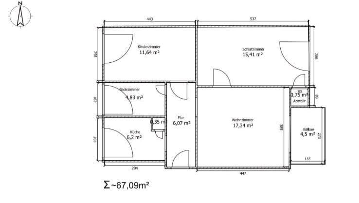 Etagenwohnung Salzgitter - 3 Zimmer, 67 m&sup2;, 750&euro; | Angebot:26342189