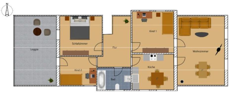 Dachgeschosswohnung in FKB- Schreufa, mit Loggia zu vermieten. 5 zimmer