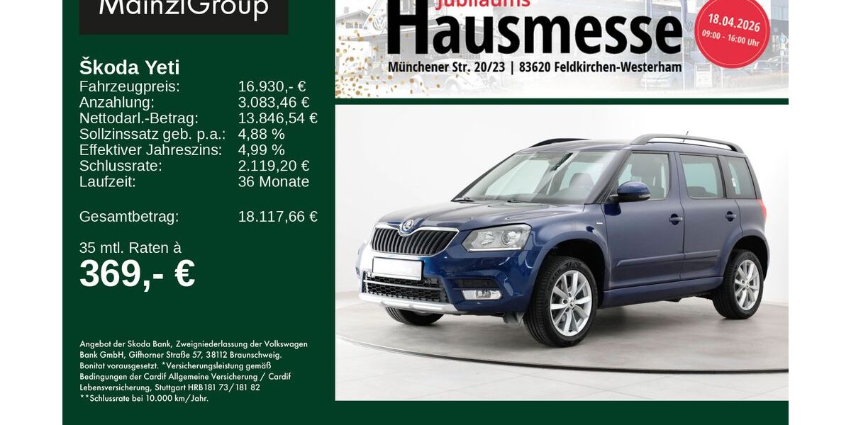 Skoda Yeti 106.846 km 16.930 &euro; Feldkirchen/Westerham 83620