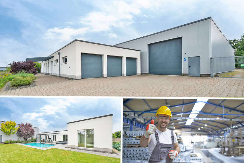 PHI AACHEN - Großzügige Gewerbefläche mit Bungalow und Salzwasserpool im Gewerbegebiet Simmerath!