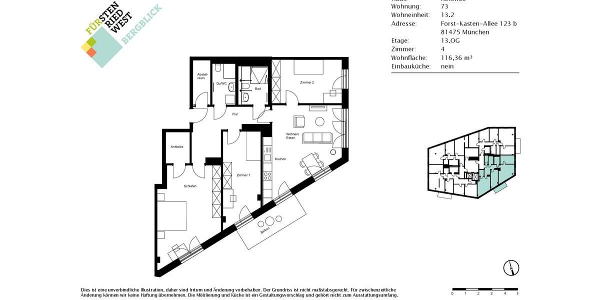 Etagenwohnung München Thalkirchen-Obersendling-Forstenried-Fürstenried-S - 4 Zimmer, 116 m&sup2;, 2.900&euro; | Angebot:26662092