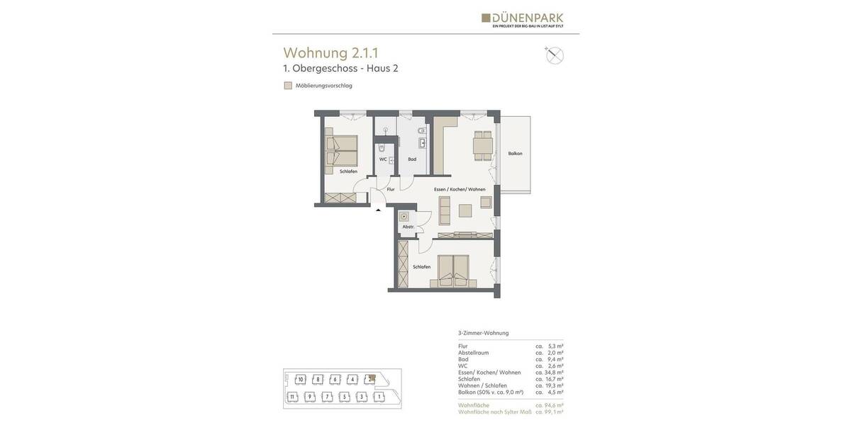 Etagenwohnung List - 3 Zimmer, 99 m&sup2;, 720.630&euro; | Angebot:25744450