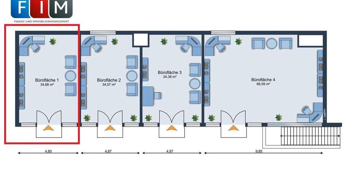 Gewerbeobjekt Bünde Spradow - 1 Zimmer, 34 m&sup2;, 616&euro; | Angebot:26788143