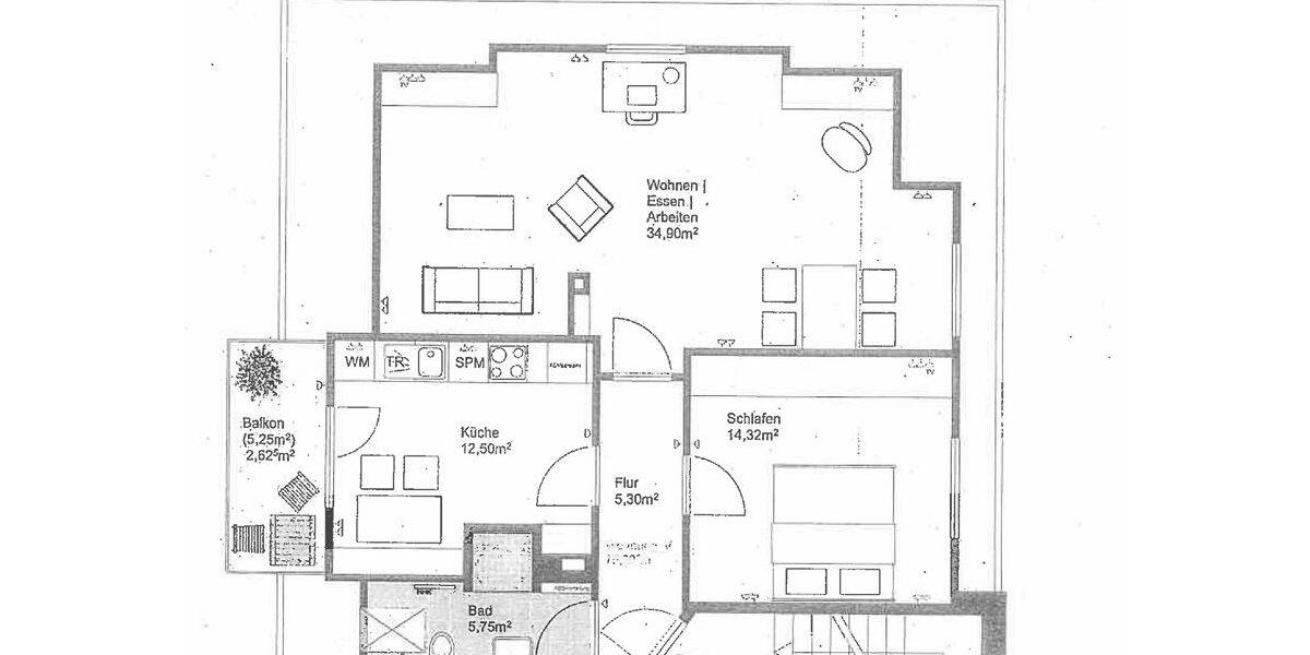Dachgeschoßwohnung Osnabrück Eversburg - 2 Zimmer, 74 m&sup2;, 775&euro; | Angebot:26603411