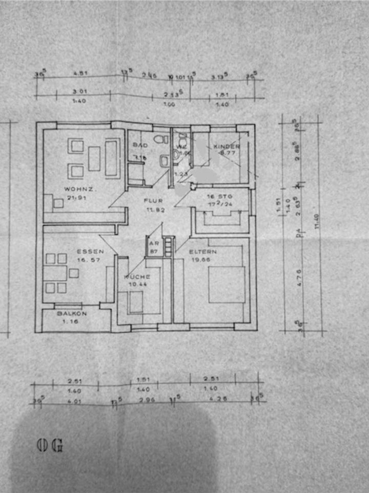 Wohnung, 100m², 4 Zimmer, Küche, Bad, Gäste-WC, Balkon zimmer