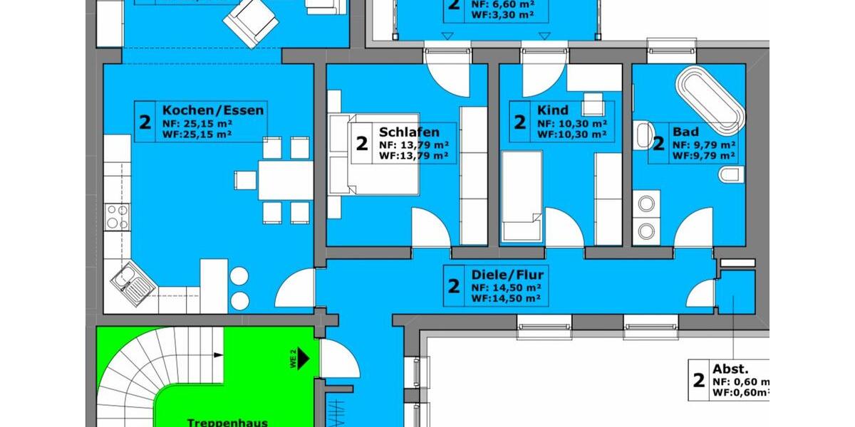 Erdgeschoßwohnung Bad Neustadt an der Saale - 3 Zimmer, 97 m&sup2;, 299.000&euro; | Angebot:27021892