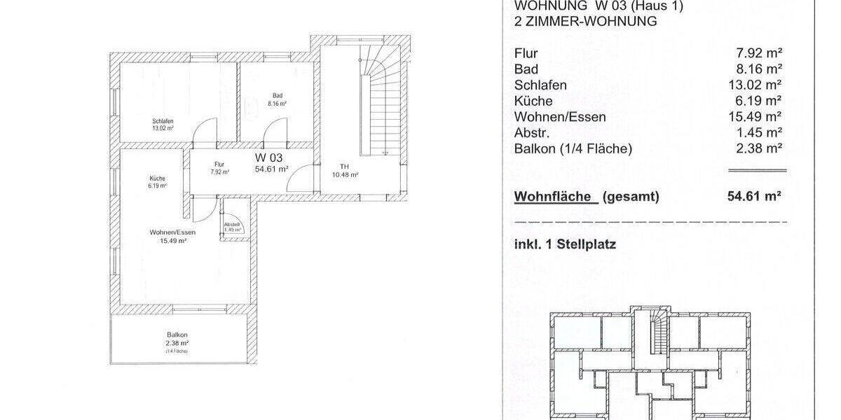 Etagenwohnung Cham / Vilzing Vilzing - 2 Zimmer, 54 m&sup2;, 217.000&euro; | Angebot:23611852