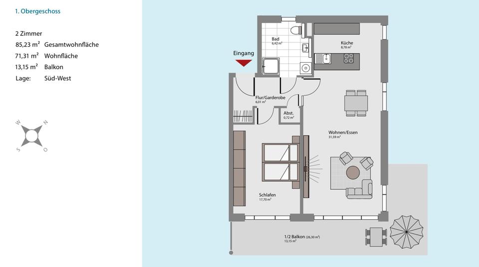 Etagenwohnung Schwabmünchen - 2 Zimmer, 86 m&sup2;, 1.390&euro; | Angebot:25445137
