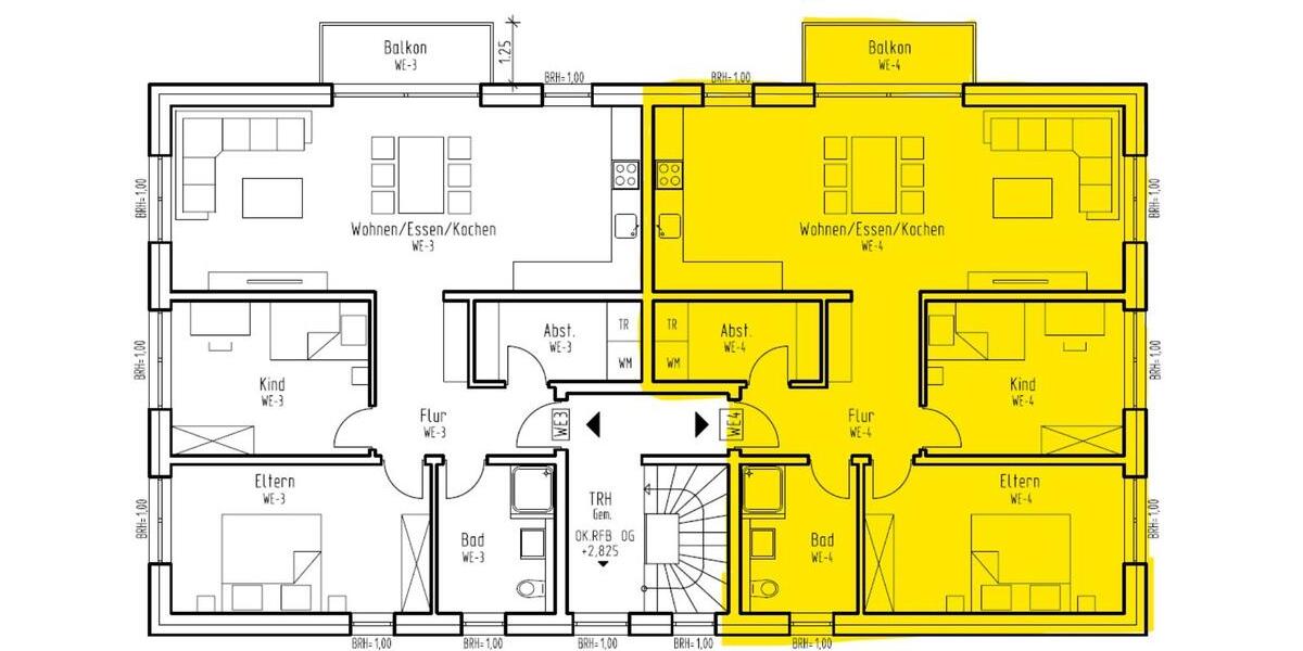 Gehobene 3-Zimmer-Wohnung, 1 OG, Balkon, KfW40-Neubau, Inkl. EBK 3 zimmer