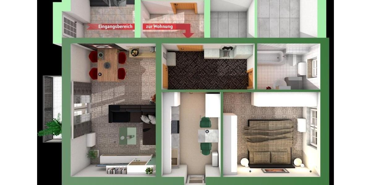 Hochparterre Weida - 2 Zimmer, 55 m&sup2;, 300&euro; | Angebot:25944538