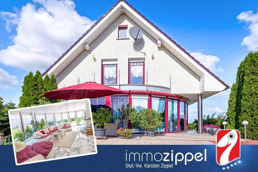 Traumhaus mit Fernblick nahe SchwedtO.: Bj.2000, 4 Zi., 2 Marmor-Bäder, Küche, Kamin, Party-Keller!