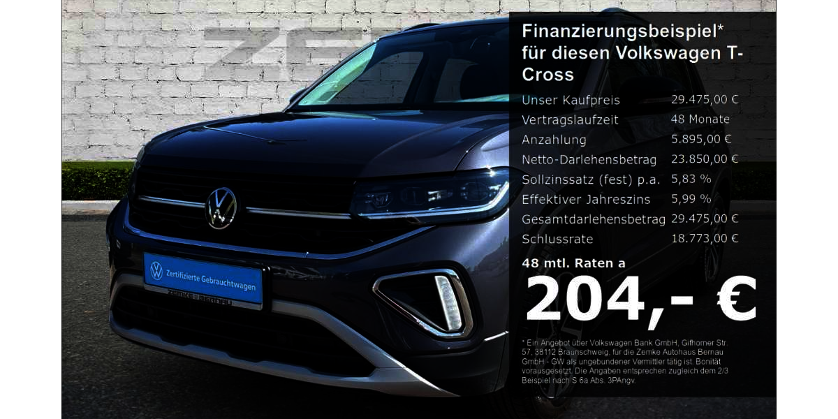 VW T-Cross 2.383 km 29.475 &euro; Bernau 16321