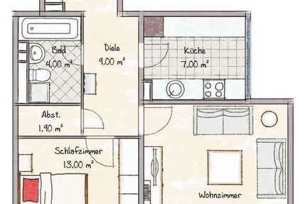 Wohnung Regensburg Konradsiedlung - 2 Zimmer, 57 m&sup2;, 179.000&euro; | Angebot:27352570