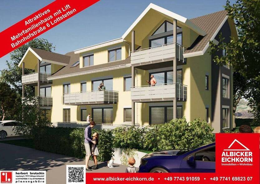 2 Zi. EG mit Terrasse ca. 48 m² - Wohnung 2 - Bahnhofstr. 6, 79807 Lottstetten - Neubau