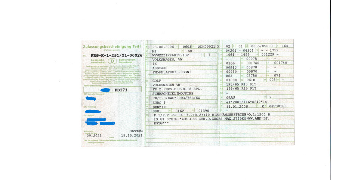 VW Golf 198.375 km 1.100 € Zenting 94579