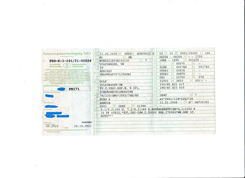VW Golf 198.375 km 1.100 € Zenting 94579