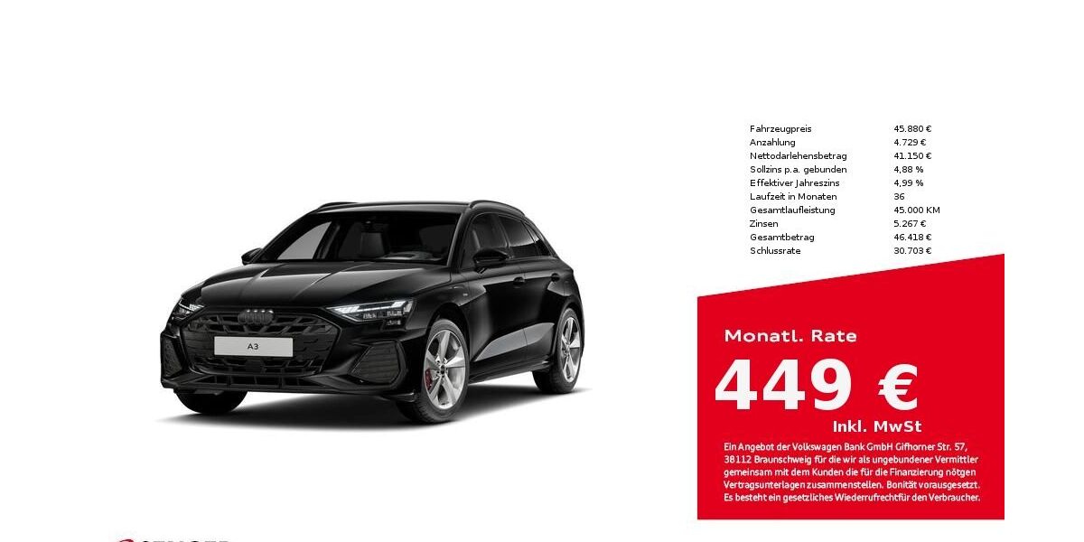 Audi A3 8.355 km 45.880 &euro; Bielefeld 33609