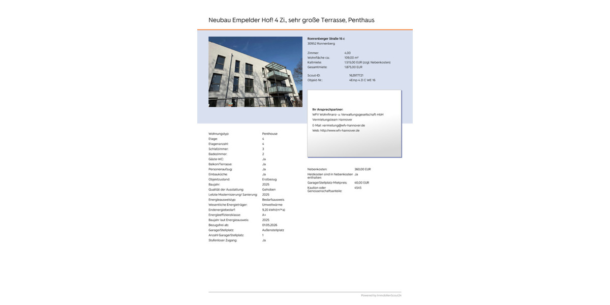 Einfamilienhaus Ronnenberg - 4 Zimmer, 109 m&sup2;, 1.515&euro; | Angebot:25783975