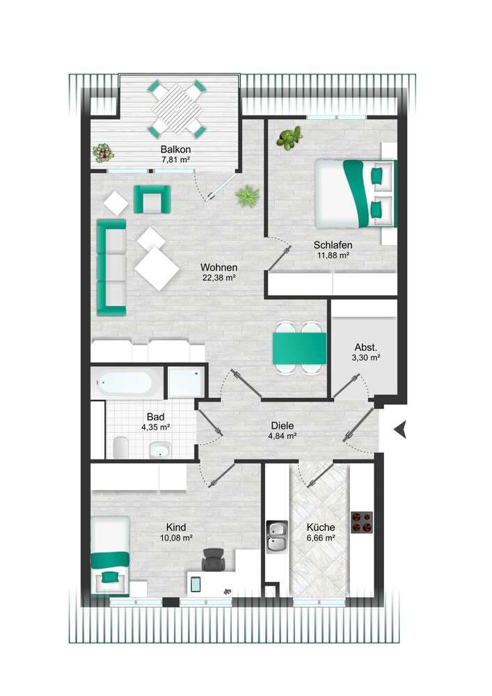 Wohnung zum Kaufen in Rostock 299.000 € 67.39 m²