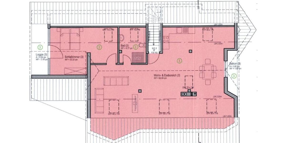 Dachgeschoßwohnung Welschbillig - 2 Zimmer, 110 m&sup2;, 410.000&euro; | Angebot:25893050