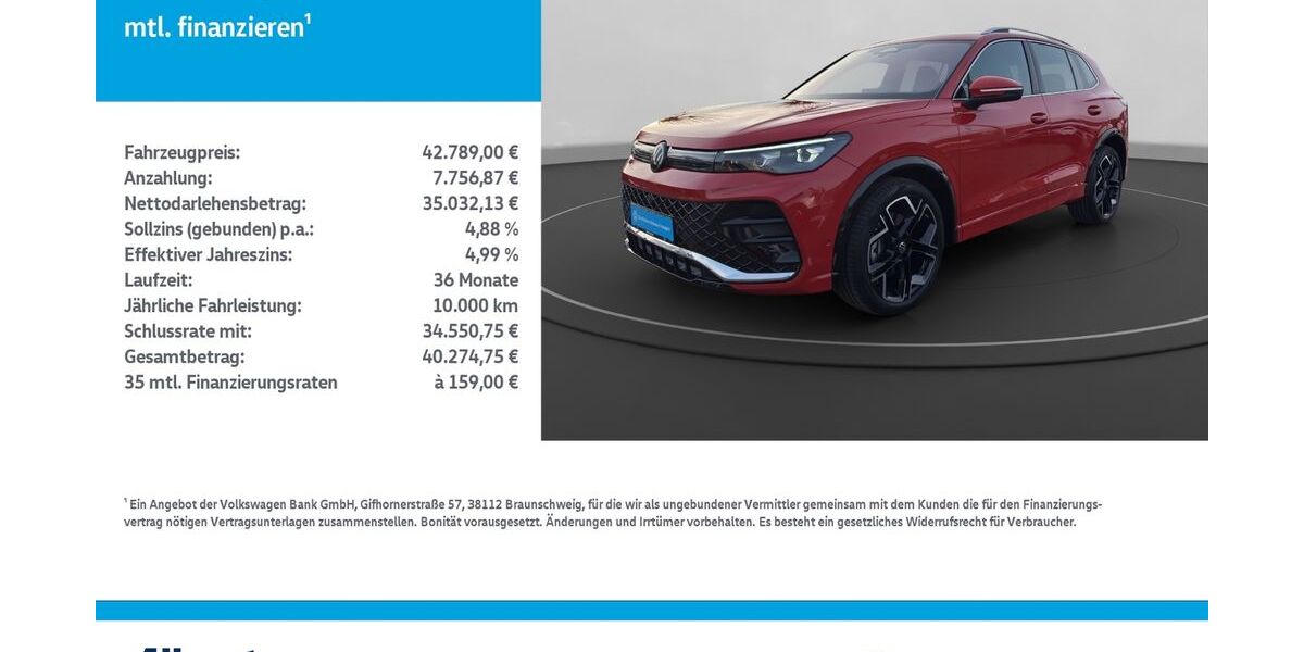 VW Tiguan 3.777 km 42.789 &euro; Leinefelde-Worbis/DE 37327