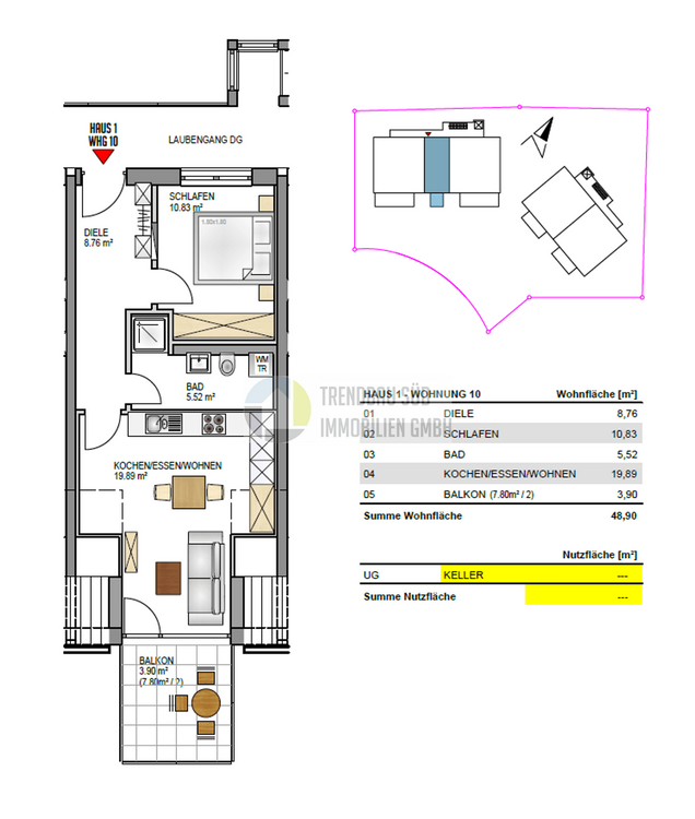 Wohnung zum Kaufen in Mietingen 249.500 € 48.9 m²