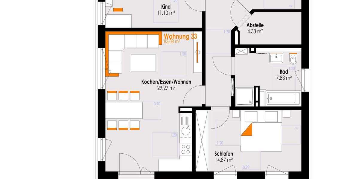 Etagenwohnung Füssen Füssen-West - 3 Zimmer, 83 m&sup2;, 519.000&euro; | Angebot:26130640
