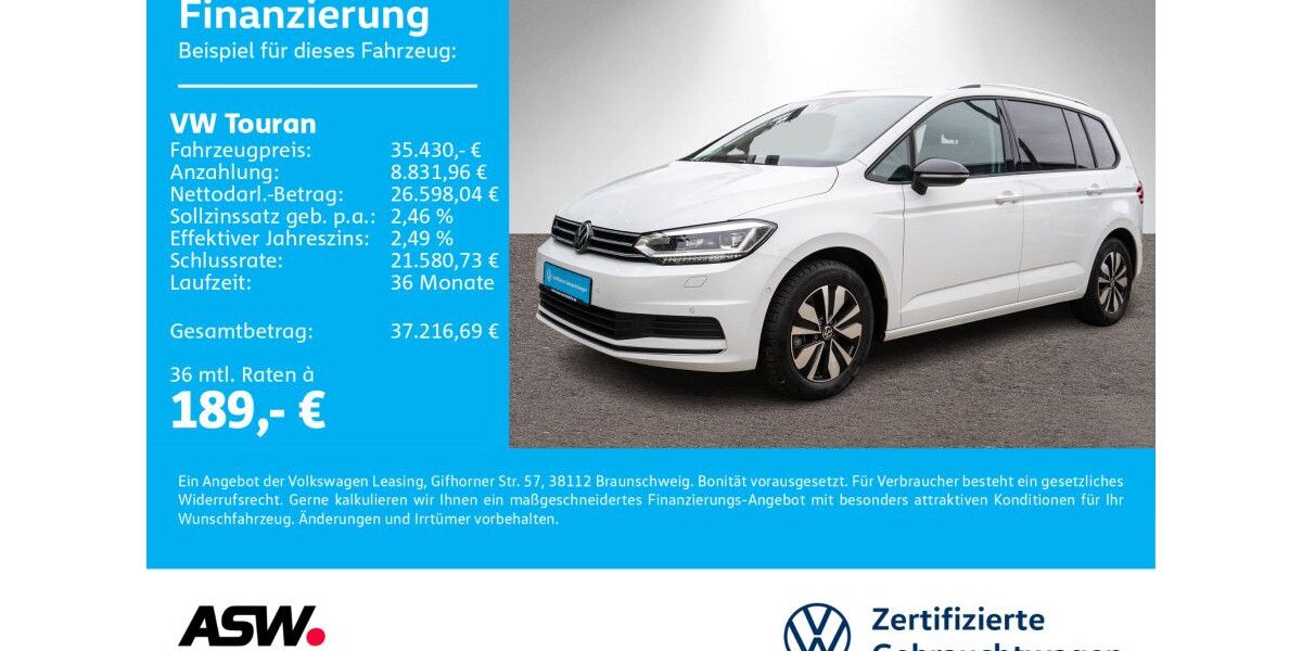 VW Touran 27.600 km 35.430 € Neckarsulm 74172