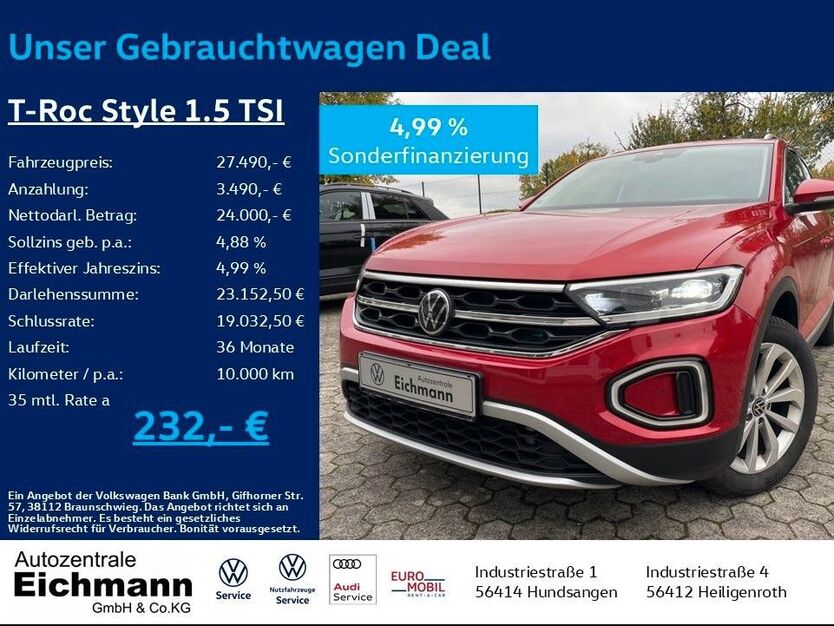 VW T-Roc 17.600 km 27.490 € Heiligenroth 56412