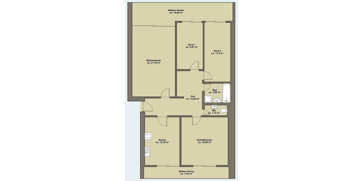 Helle 4-Zimmer 94 m² Eigentumswohnung, 2 Balkone, Alsdorf-Zentrum 4 zimmer