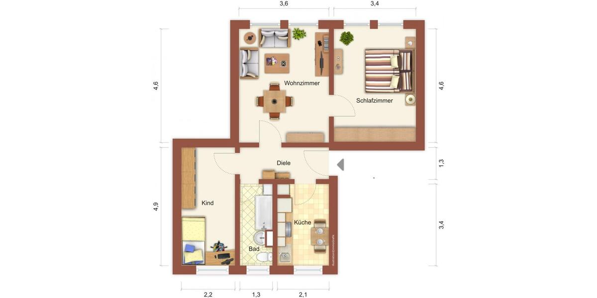 Erdgeschoßwohnung Suhl - 3 Zimmer, 56 m&sup2;, 365&euro; | Angebot:26676878