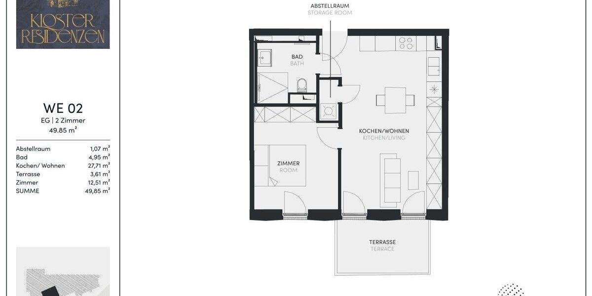 Etagenwohnung Limburg an der Lahn Limburg - 2 Zimmer, 49 m&sup2;, 227.000&euro; | Angebot:25716993