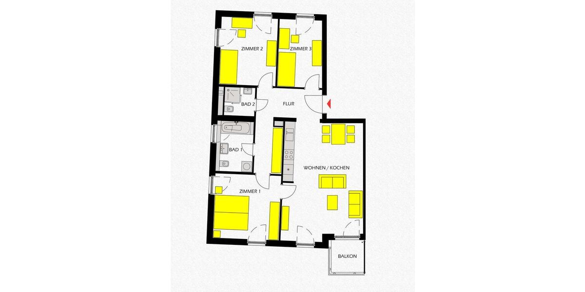 Etagenwohnung Schönefeld - 4 Zimmer, 96 m&sup2;, 1.249&euro; | Angebot:25541075