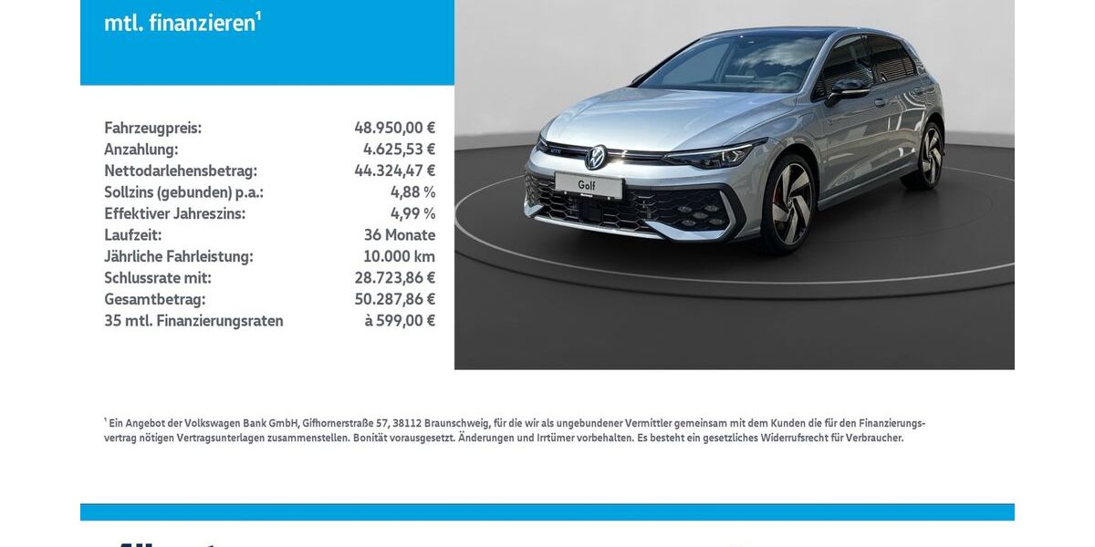 VW Golf 4.900 km 48.950 &euro; Nordhausen 99734