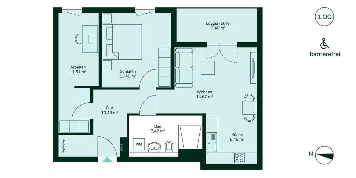 Etagenwohnung Düsseldorf Benrath - 3 Zimmer, 67 m&sup2;, 409.900&euro; | Angebot:25969999