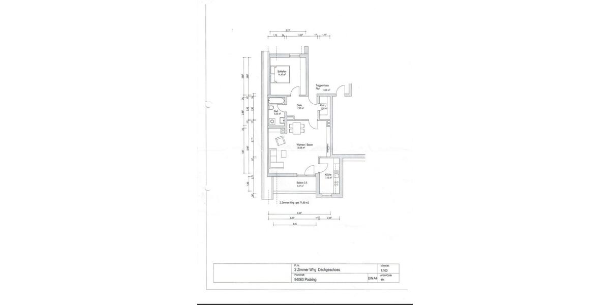 Dachgeschoßwohnung Pocking - 2 Zimmer, 72 m&sup2;, 179.000&euro; | Angebot:26823803