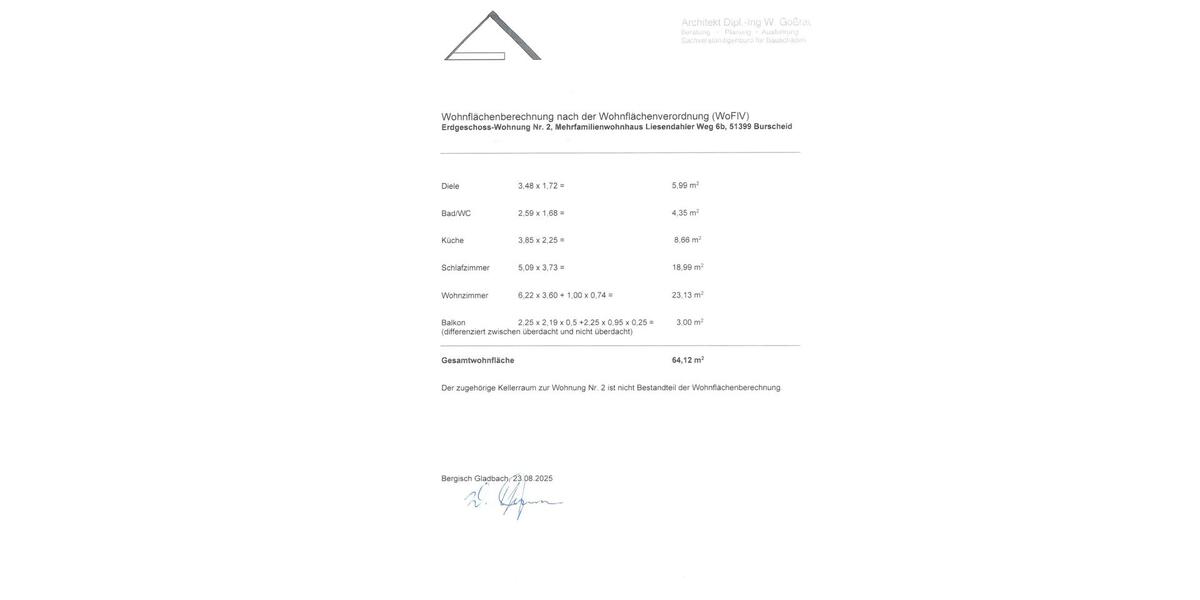 2 Zimmer Wohnung 64,12 m², Balkon ~ 7m², Stellplatz, vermietet 2 zimmer