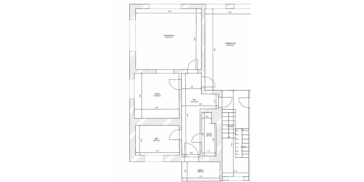 Etagenwohnung Demmin - 2 Zimmer, 92 m&sup2;, 690&euro; | Angebot:26163833