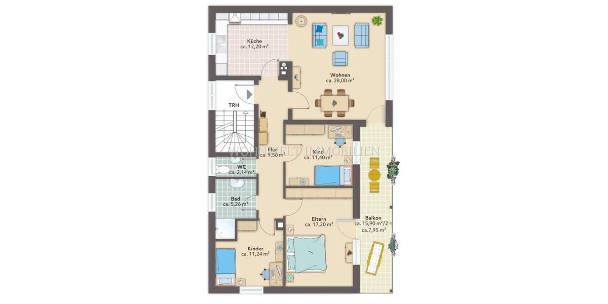 Etagenwohnung Moosburg - 4 Zimmer, 104 m&sup2;, 389.000&euro; | Angebot:24557553