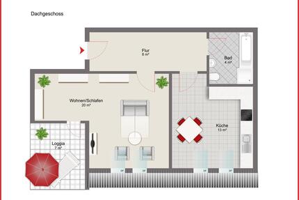 1-Raum-DG-Wohnung mit Balkon