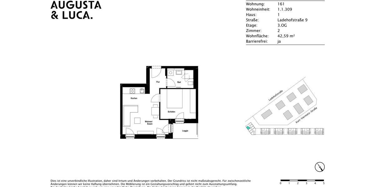 Etagenwohnung Augsburg - 2 Zimmer, 43 m&sup2;, 825&euro; | Angebot:26660348