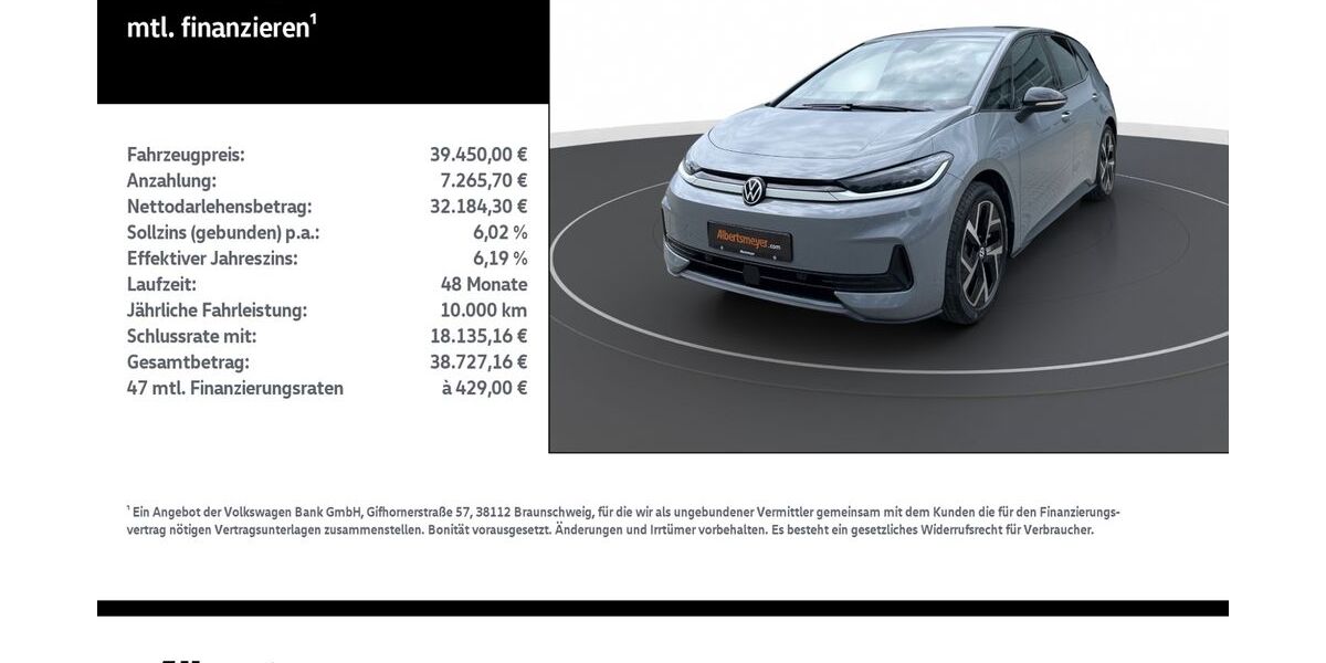 VW ID.3 4.999 km 36.450 &euro; Mühlhausen/Thüringen 99974