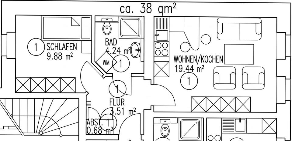 Etagenwohnung Leipzig Altwest - 2 Zimmer, 38 m&sup2;, 118.000&euro; | Angebot:27083975