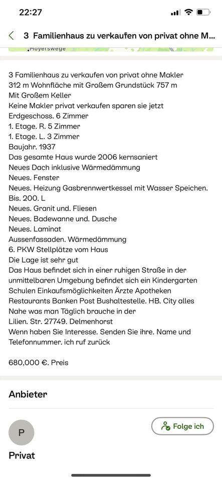 3 Familienhaus zu. Verkaufen. 14 Zimmer von privat keine Makler zimmer