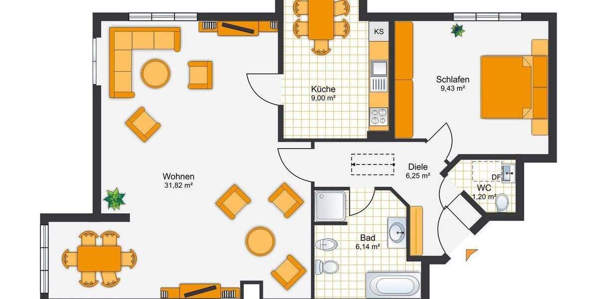 Etagenwohnung Neubiberg - 2 Zimmer, 65 m&sup2;, 350.000&euro; | Angebot:25698577