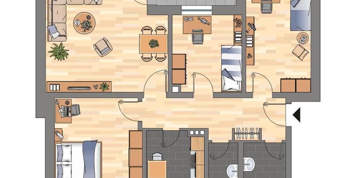 Erdgeschoßwohnung Wilhelmshaven Heppens - 4 Zimmer, 81 m&sup2;, 569&euro; | Angebot:25979178