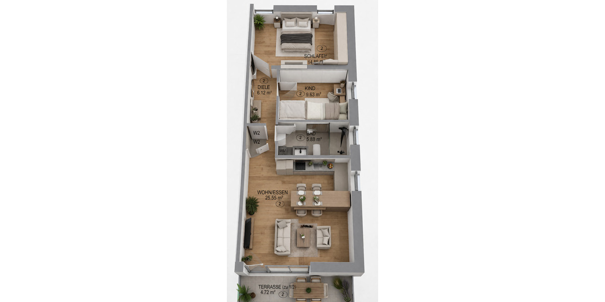 Etagenwohnung Neuwied - 3 Zimmer, 69 m&sup2;, 280.000&euro; | Angebot:25939511