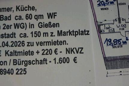 Wohnung Buseck - 2 Zimmer, 60 m&sup2;, 540&euro; | Angebot:25435488