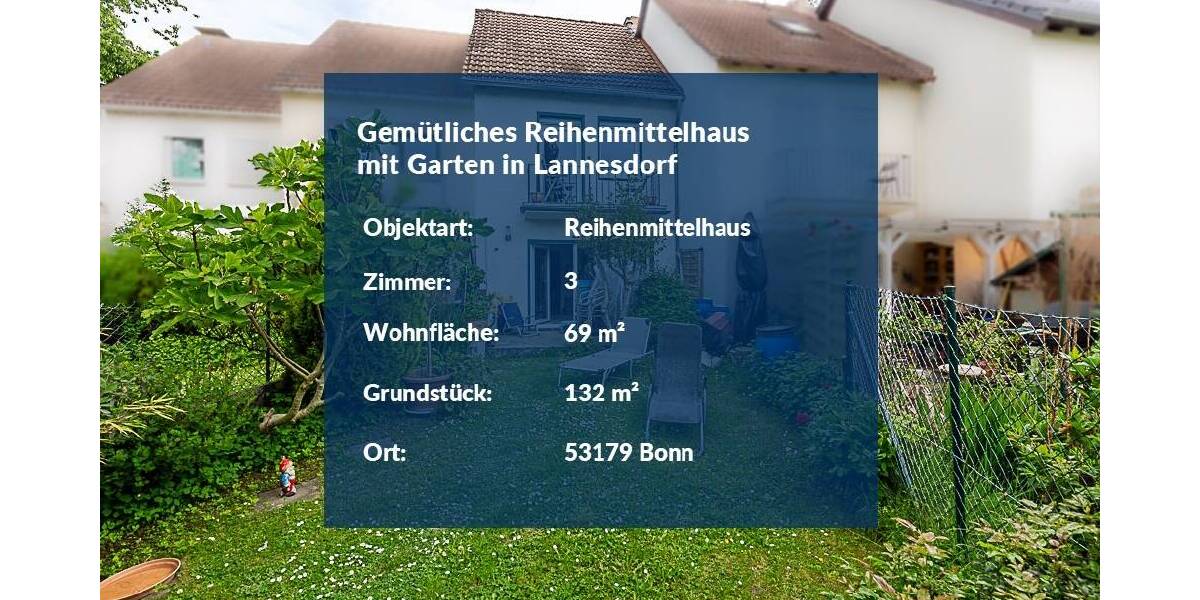 Reihenmittelhaus Bonn Lannesdorf - 3 Zimmer, 69 m&sup2;, 289.000&euro; | Angebot:25694274